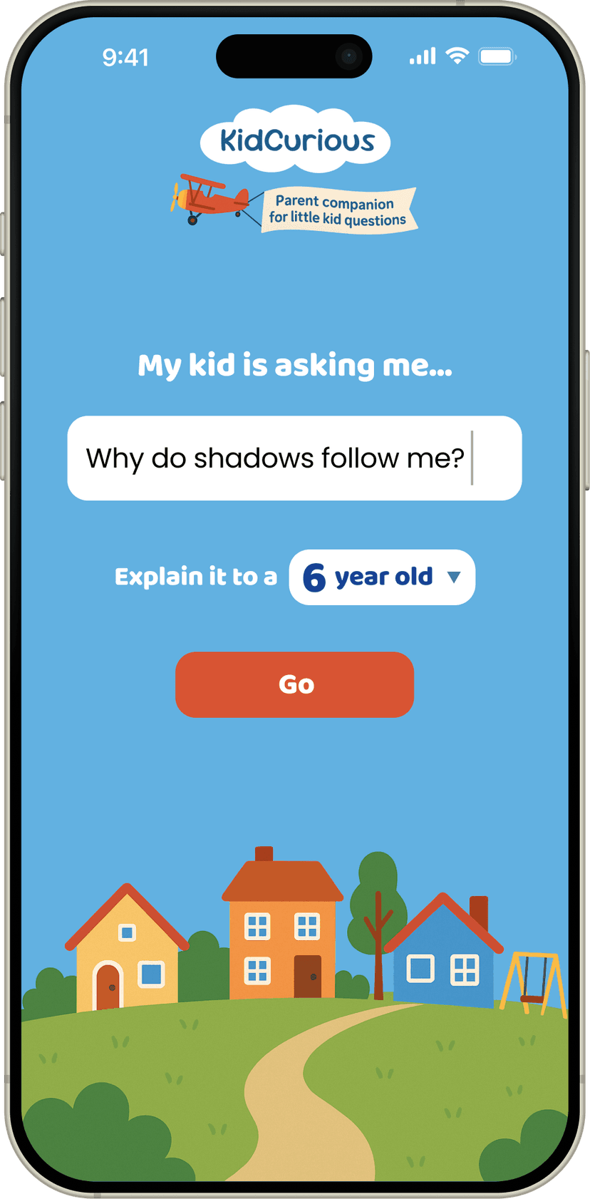 KidCurious app screenshot shown on a phone